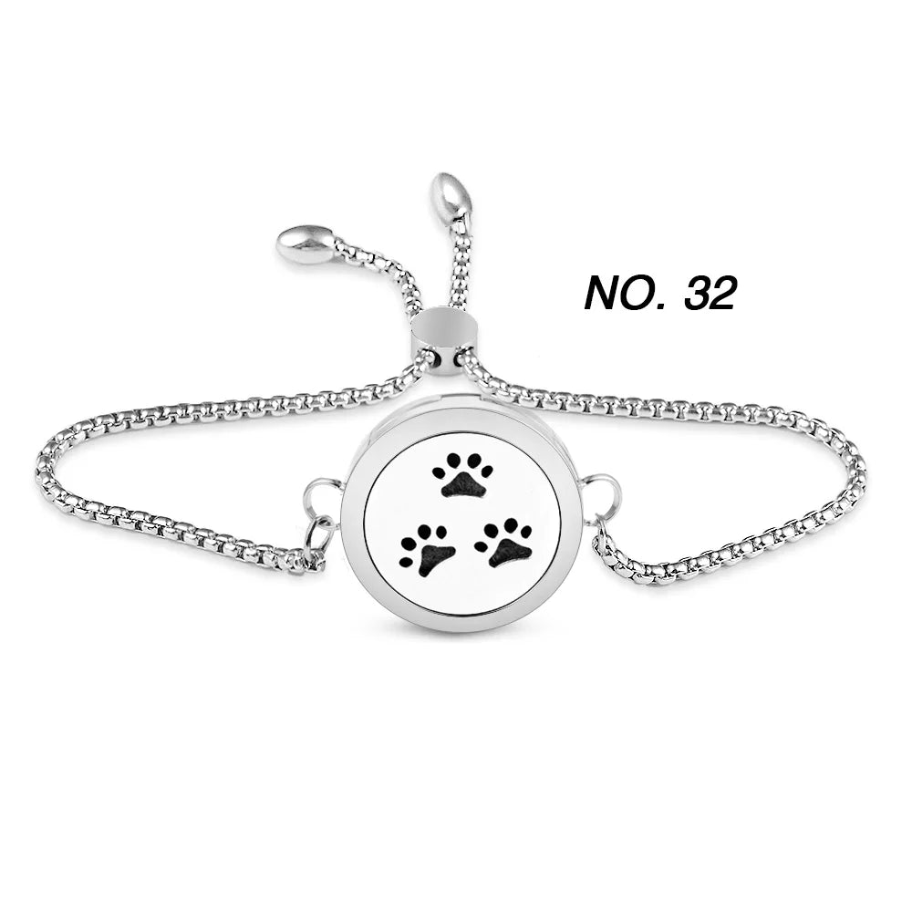 Tree of Flower Essential Oil Diffuser Bracelet for Women Stainless Steel Locket Adjustable Chain Bracelets Aromatherapy Jewelry