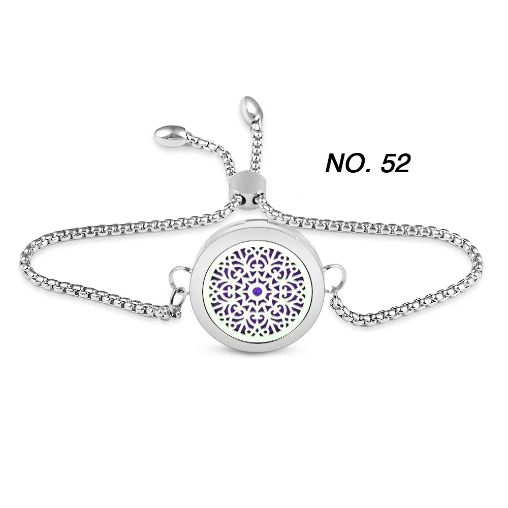 Tree of Flower Essential Oil Diffuser Bracelet for Women Stainless Steel Locket Adjustable Chain Bracelets Aromatherapy Jewelry