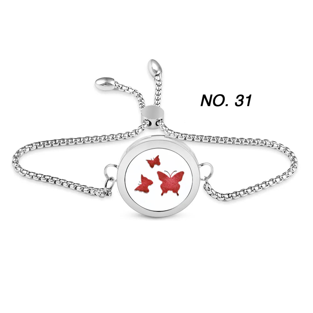 Tree of Flower Essential Oil Diffuser Bracelet for Women Stainless Steel Locket Adjustable Chain Bracelets Aromatherapy Jewelry