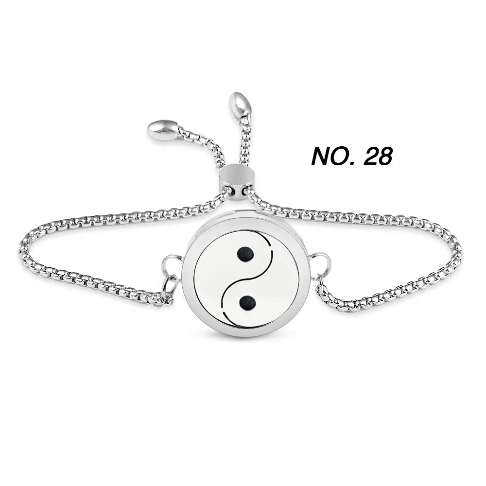 Tree of Flower Essential Oil Diffuser Bracelet for Women Stainless Steel Locket Adjustable Chain Bracelets Aromatherapy Jewelry