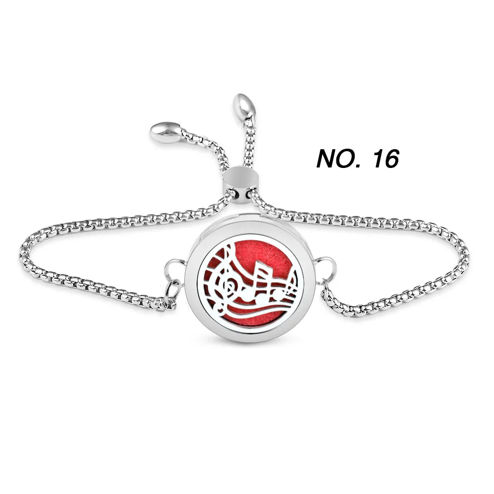 Tree of Flower Essential Oil Diffuser Bracelet for Women Stainless Steel Locket Adjustable Chain Bracelets Aromatherapy Jewelry