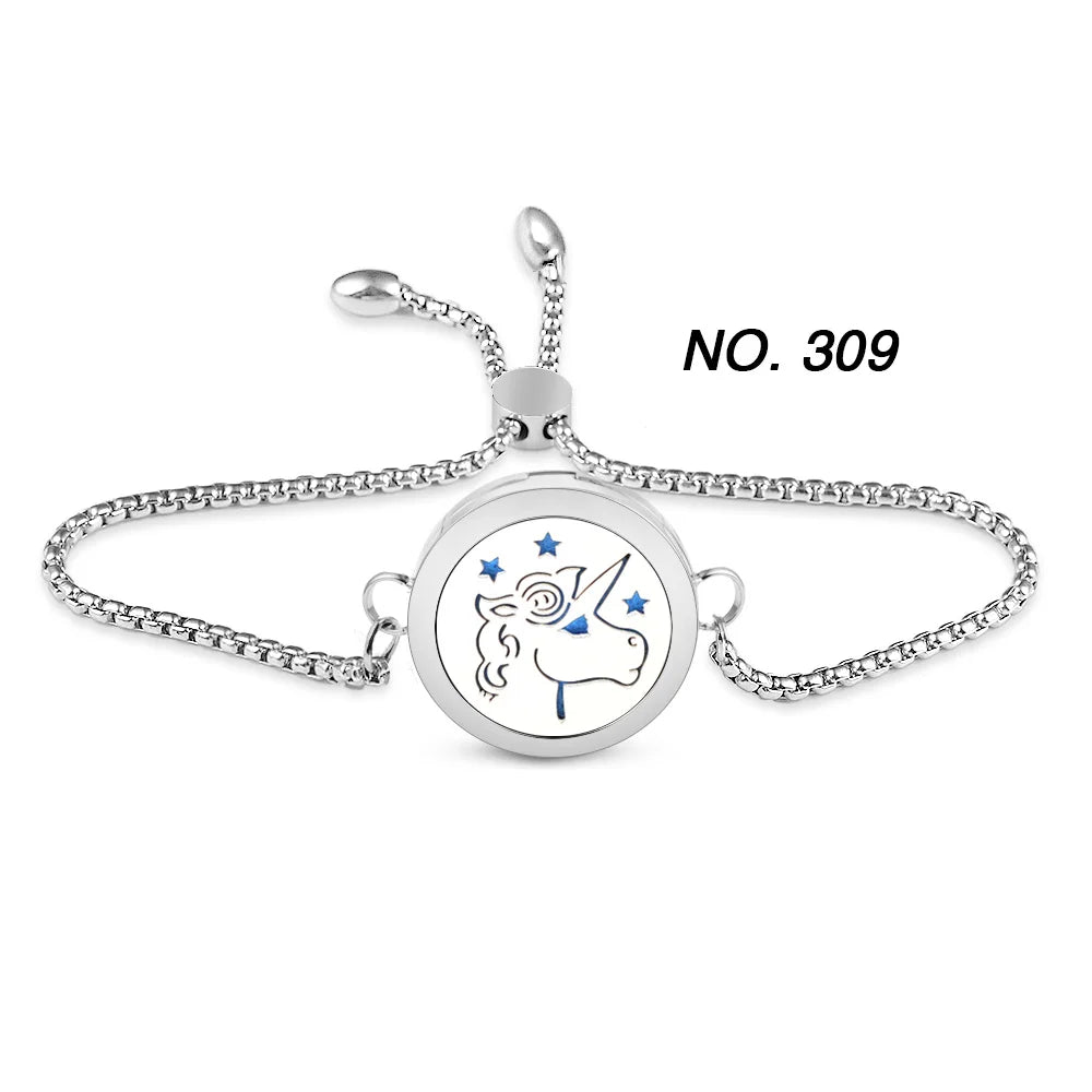 Tree of Flower Essential Oil Diffuser Bracelet for Women Stainless Steel Locket Adjustable Chain Bracelets Aromatherapy Jewelry