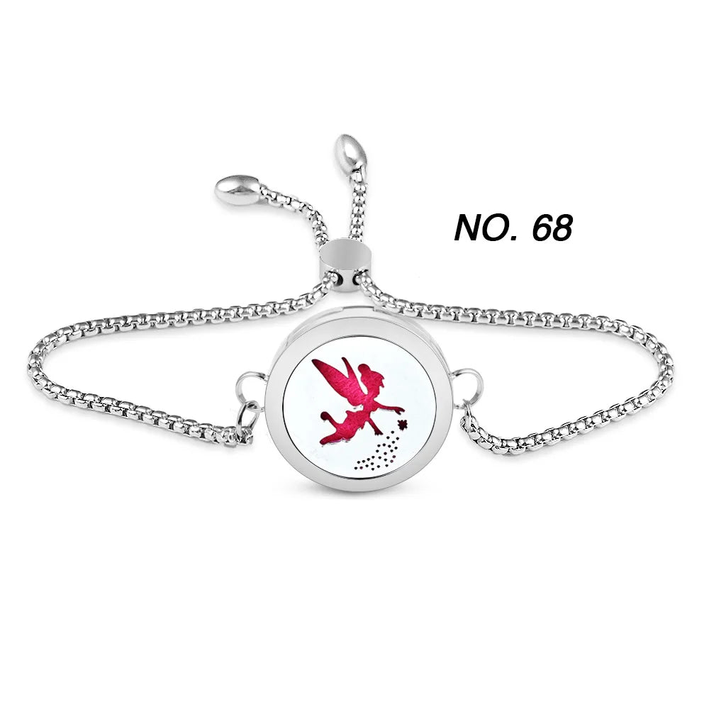 Tree of Flower Essential Oil Diffuser Bracelet for Women Stainless Steel Locket Adjustable Chain Bracelets Aromatherapy Jewelry