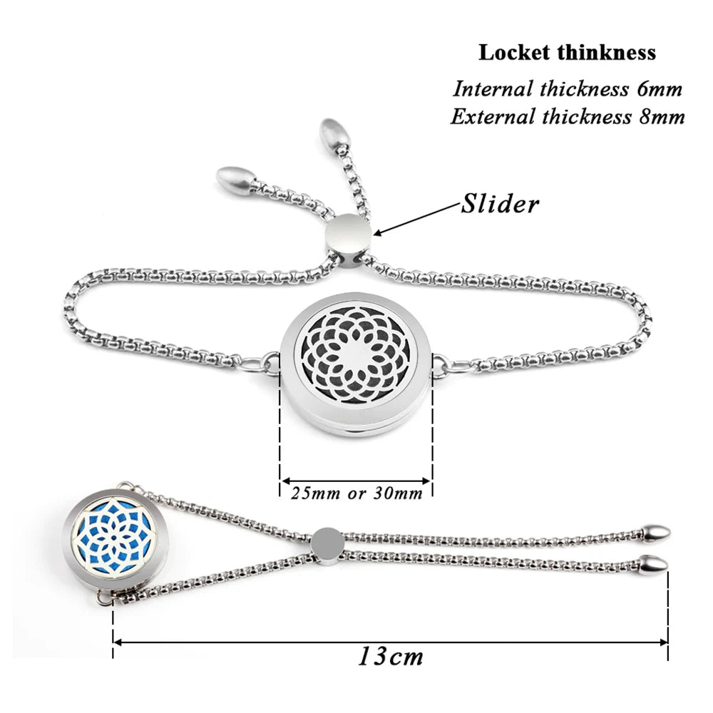 Tree of Flower Essential Oil Diffuser Bracelet for Women Stainless Steel Locket Adjustable Chain Bracelets Aromatherapy Jewelry