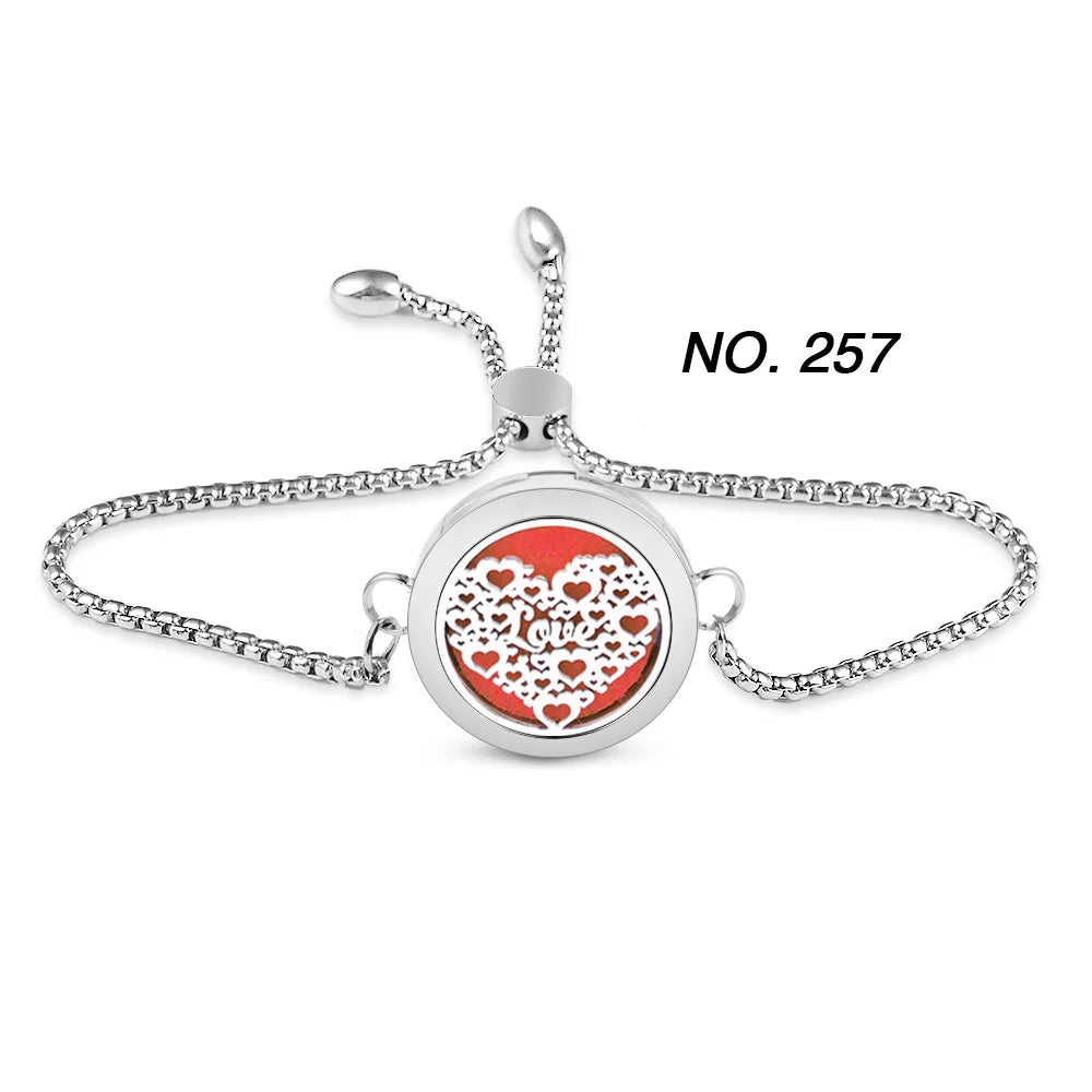 Tree of Flower Essential Oil Diffuser Bracelet for Women Stainless Steel Locket Adjustable Chain Bracelets Aromatherapy Jewelry