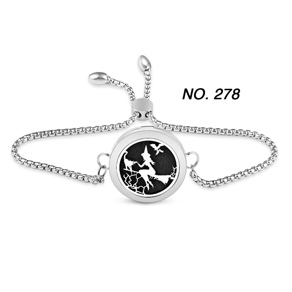 Tree of Flower Essential Oil Diffuser Bracelet for Women Stainless Steel Locket Adjustable Chain Bracelets Aromatherapy Jewelry